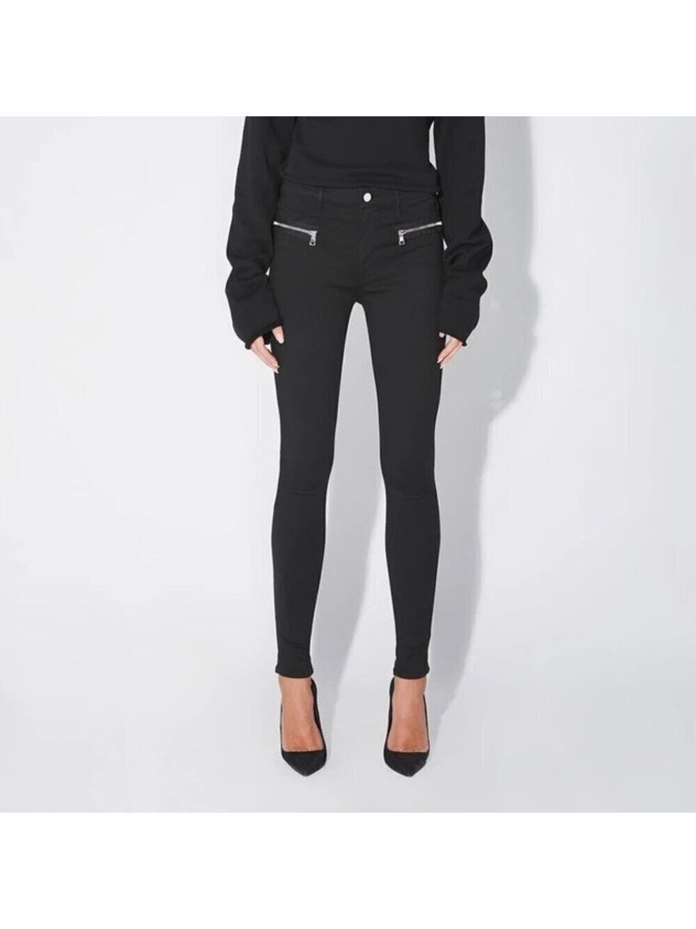 MINIMUM Black Vegan Suede High Waist Skinny Jeans Size 24/ US 00